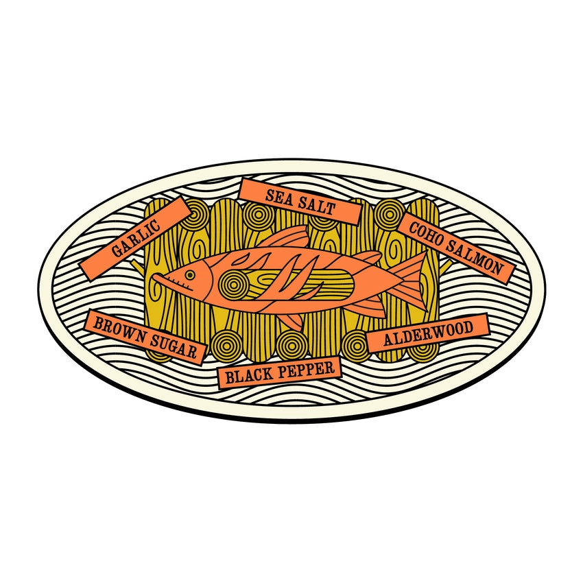 Wildfish Cannery Smoked Coho Salmon ingredient list on a white background