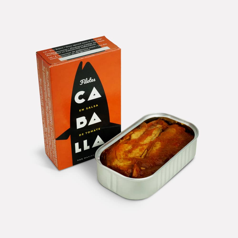 La Narval Mackerel Fillets in Tomato Sauce on a white background