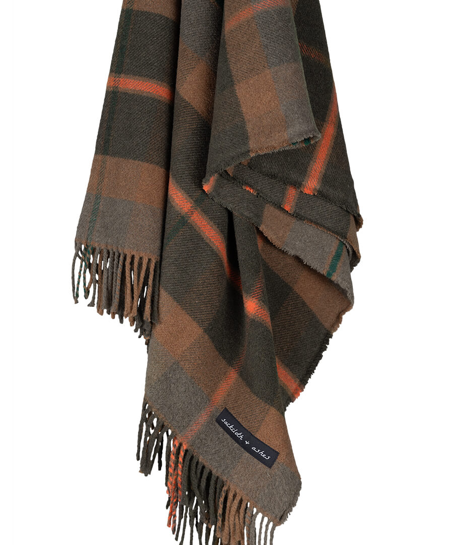 Sackcloth & Ashes Folk Olive camping blanket on a neutral background.