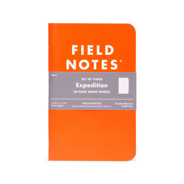 Field Notes Expedition Memo Book pocket journal on a neutral background.