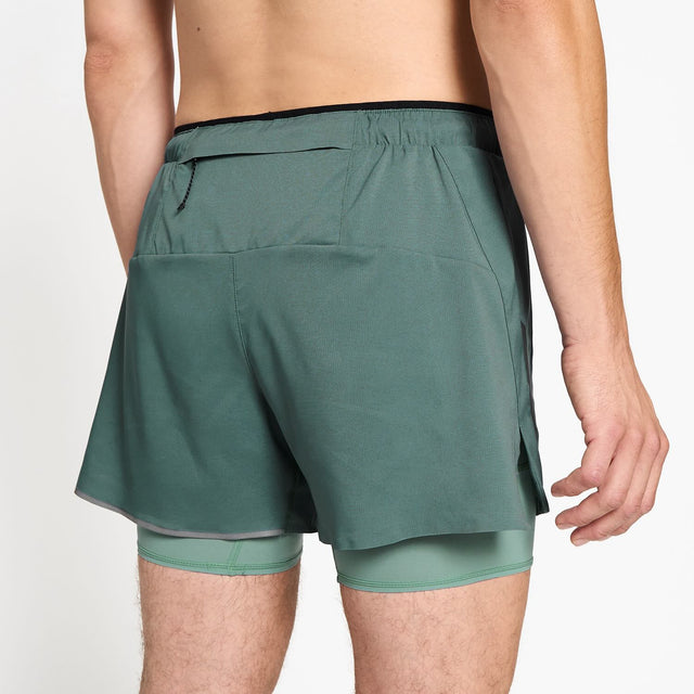 Ciele Athletics M DLYShort 5" Long Brief Short men's running shorts in Silver Pine worn by a man on a neutral background.