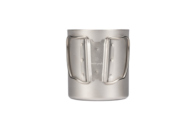 Snow Peak Titanium Ti-Double 450 Mug camp cup on a neutral background.