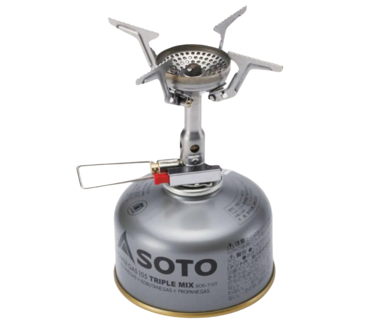 SOTO Amicus Stove with Igniter on a neutral background.