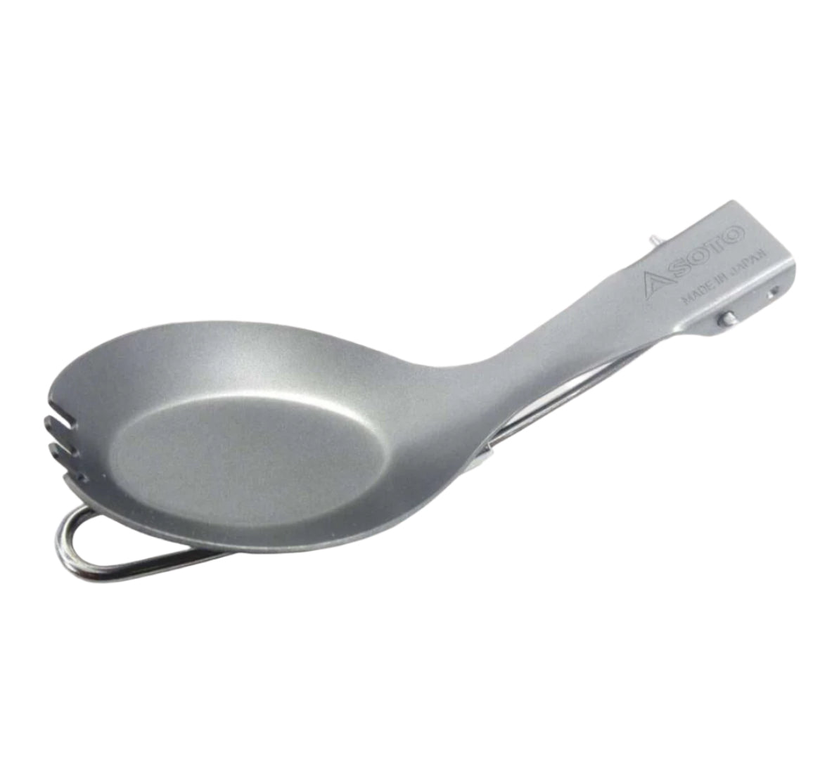 SOTO Pocket Spork, ultralight titanium camp spork on a neutral background.
