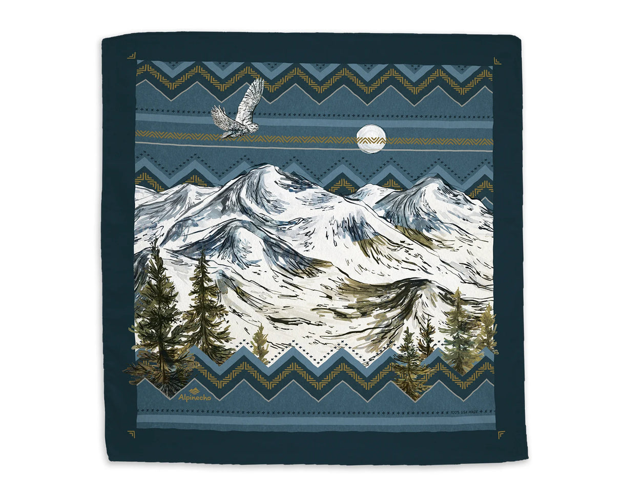 Alpinecho Moonlit Mountain quick-dry bandana on a neutral background.