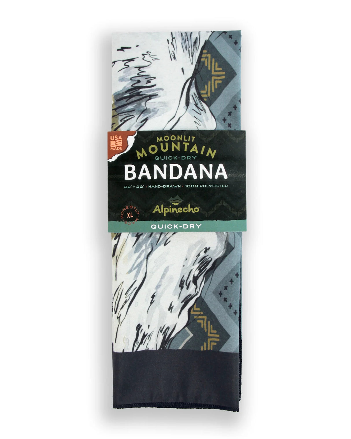 Alpinecho Moonlit Mountain quick-dry bandana on a neutral background.