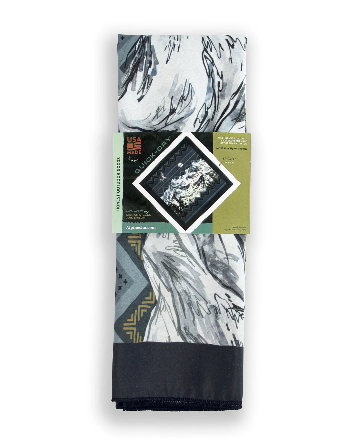 Alpinecho Moonlit Mountain quick-dry bandana on a neutral background.