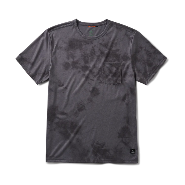 Roark Mathis Active Tie Dye Pocket Short Sleeve Tee in Gray on a white background