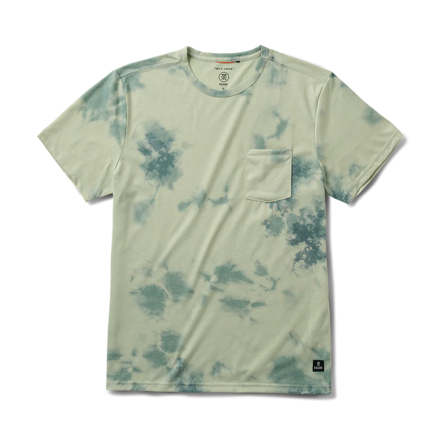 Roark Mathis Active Tie Dye Pocket Short Sleeve Tee in Seafoam on a white background