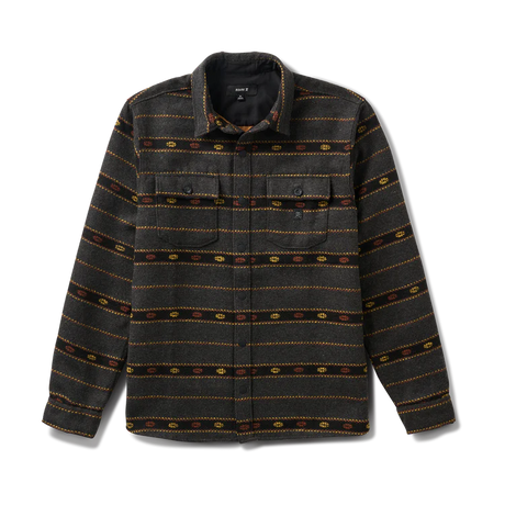 Roark Men's Nordsman Long Sleeve Flannel in Onyx with a pattern on a white background