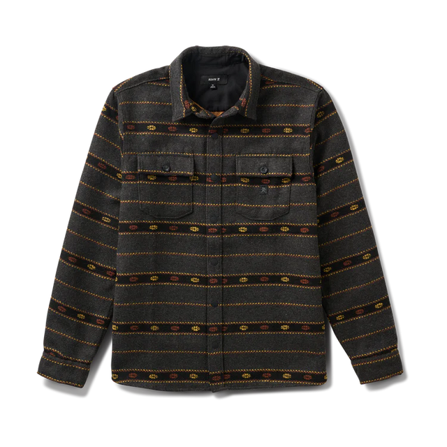 Roark Men's Nordsman Long Sleeve Flannel in Onyx with a pattern on a white background