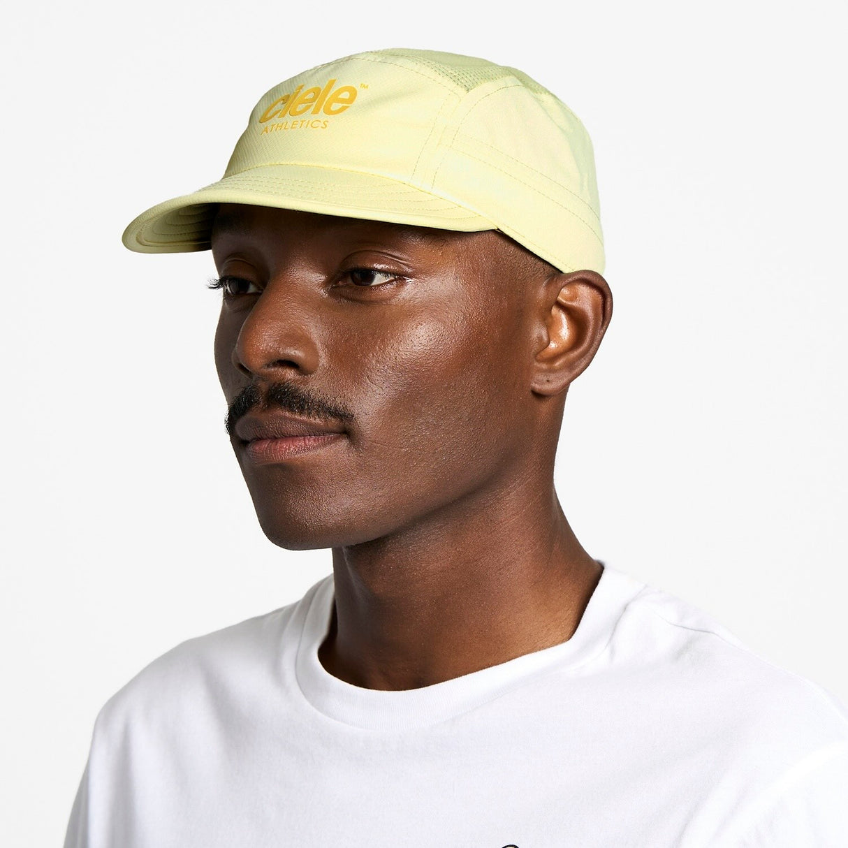 Ciele Athletics GOCap Classic Athletics running hat in Glade worn by a man on a neutral background.