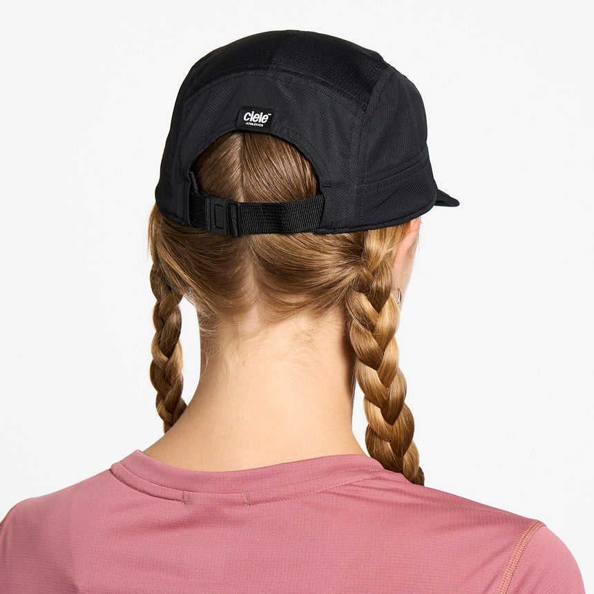 Ciele Athletics GOCap Classic Athletics running hat in Shadowcast worn by a woman on a neutral background.