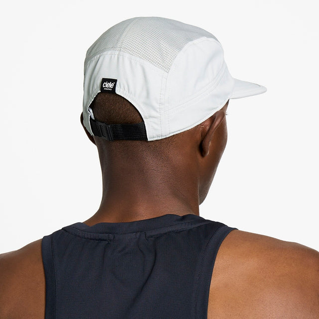 Ciele Athletics GOCap Classic Athletics running hat in Light Grey worn by a man on a neutral background.