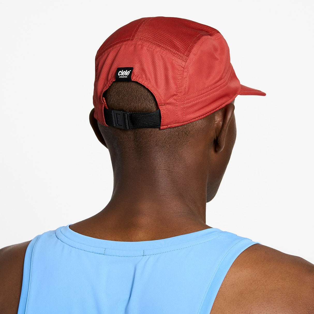 Ciele Athletics GOCap Classic Athletics running hat in Clay worn by a man on a neutral background.