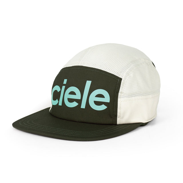 Ciele Athletics GOCap Comp Century running hat in Seaweed/Rainy Day on a neutral background.