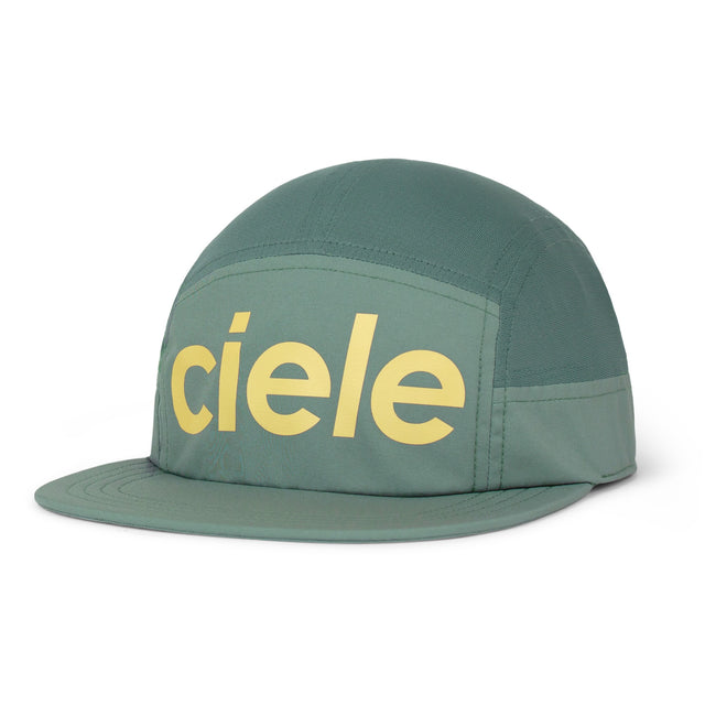 Ciele Athletics GOCap Comp Century Silver Pine green running cap with 'ciele' logo on a white background