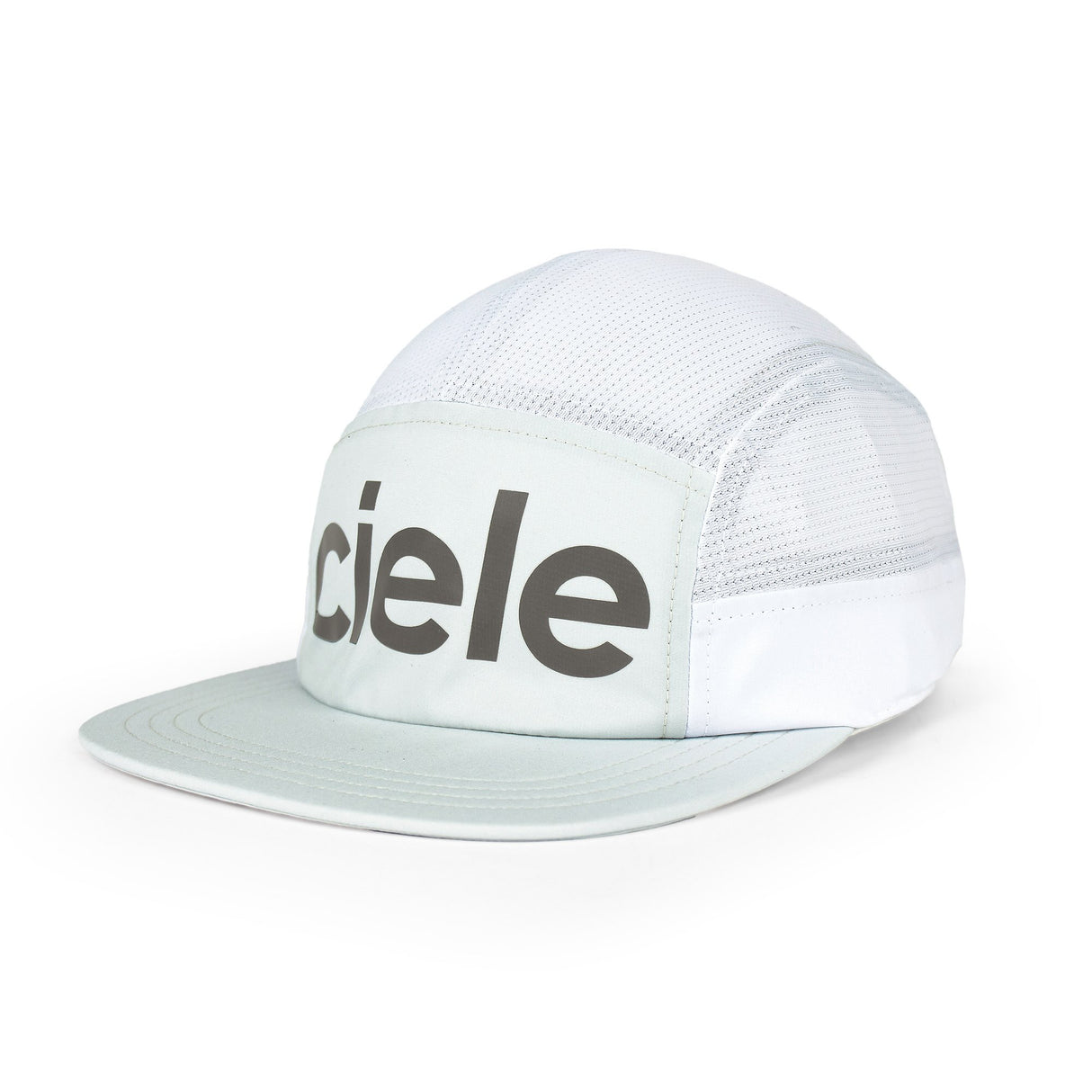 Ciele Athletics GOCap Comp Century running hat in Light Grey/White on a neutral background.