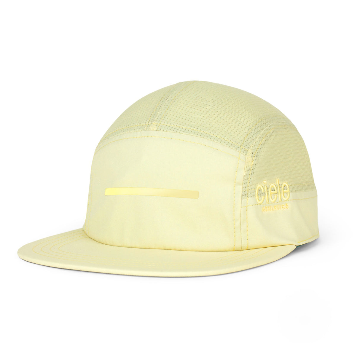 ciele athletics GOCap Comp - Bars Glade light yellow running cap with 'Ciele' branding on a white background