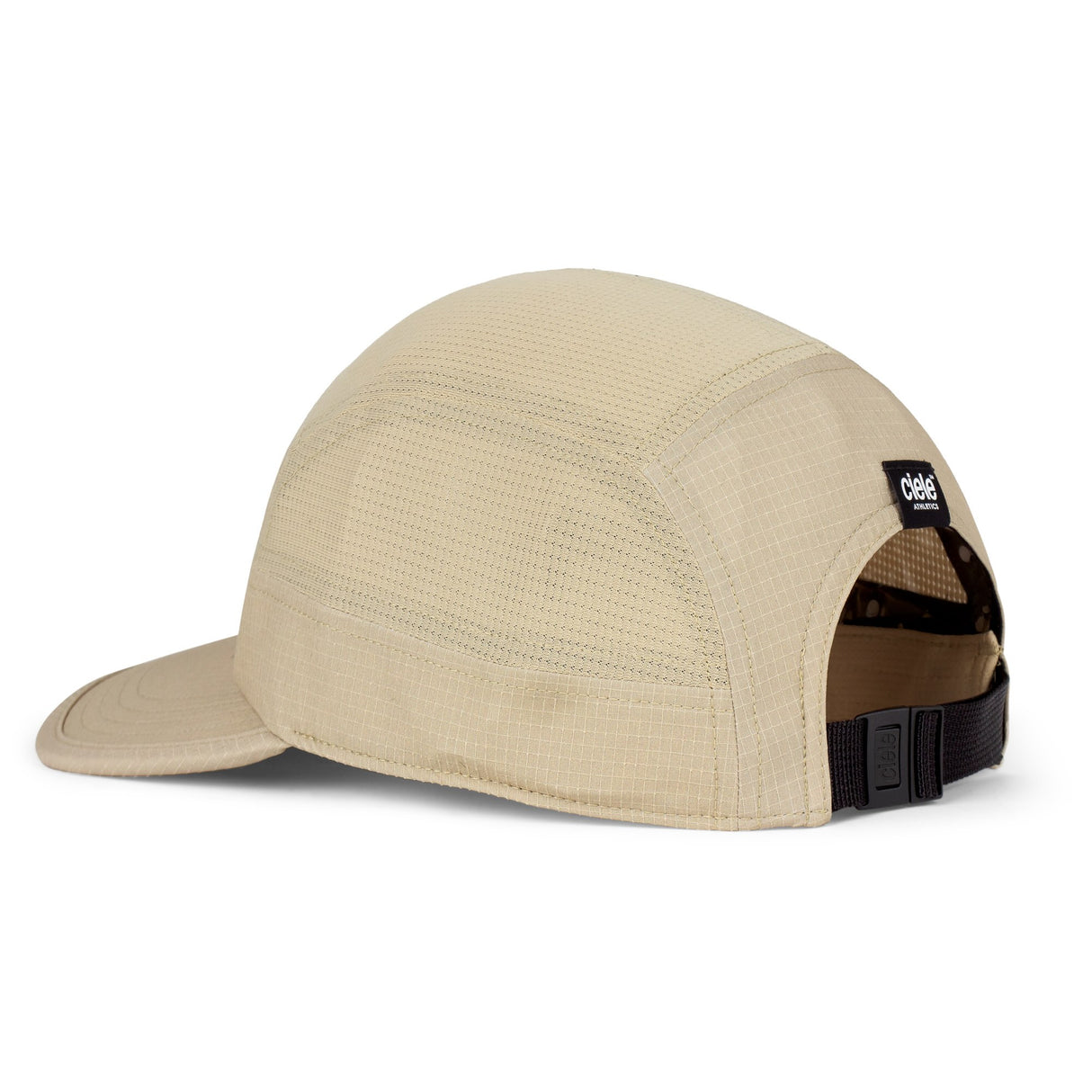 Ciele Athletics GOCap SC Field - Clow Safari Beige running cap with black strap and brand label on a white background