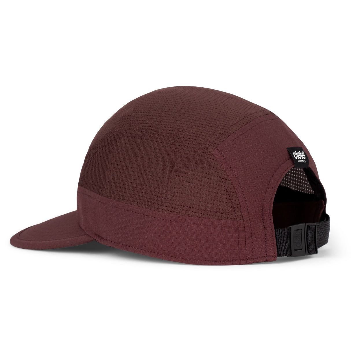 Ciele Athletics GOCap SC Field - Clow Dark Wine Red Maroon running cap with mesh back and black strap on a white background