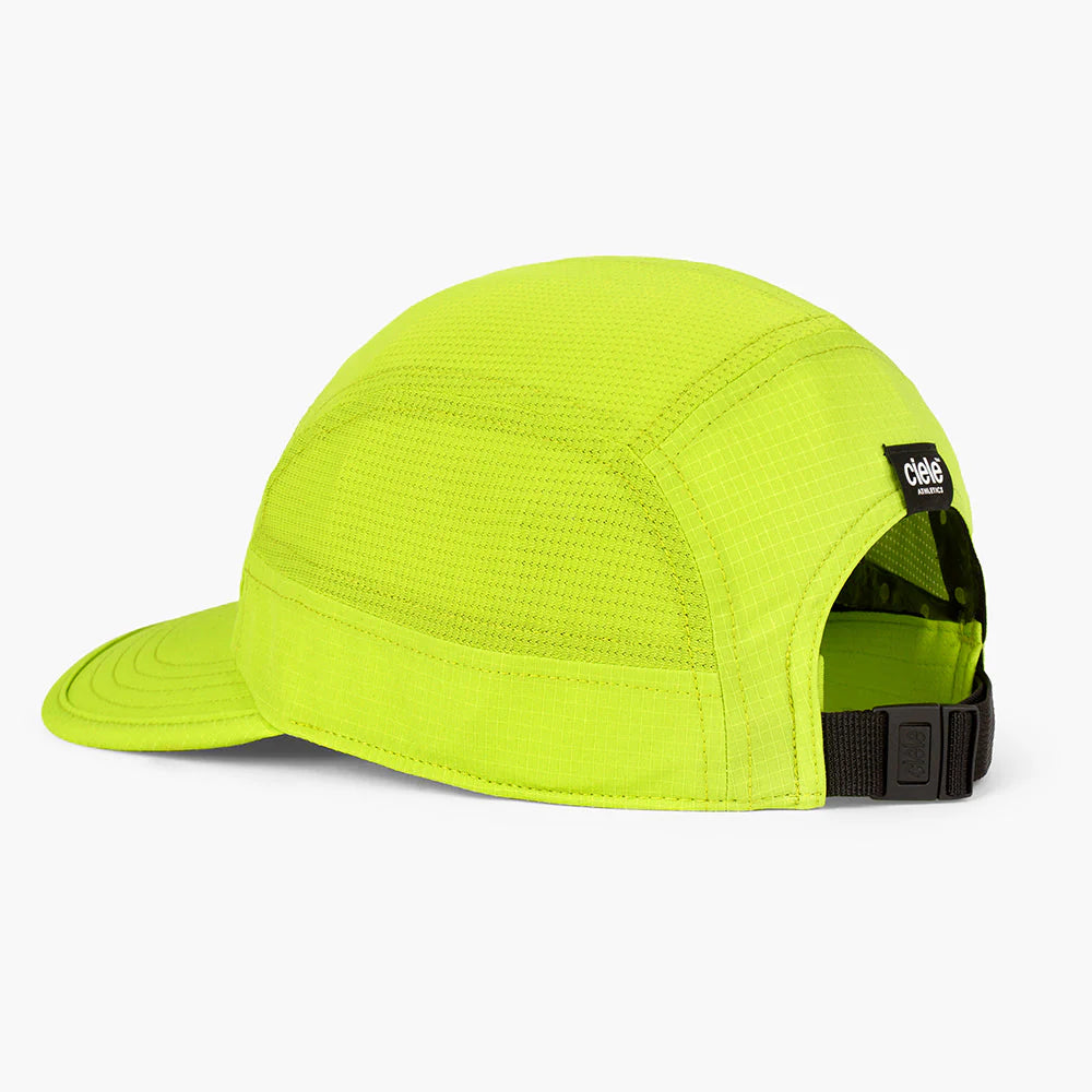 ciele athletics GOCap SC Field - Capital RC running hat in Lime Green with a black strap and visible brand logo on a white background