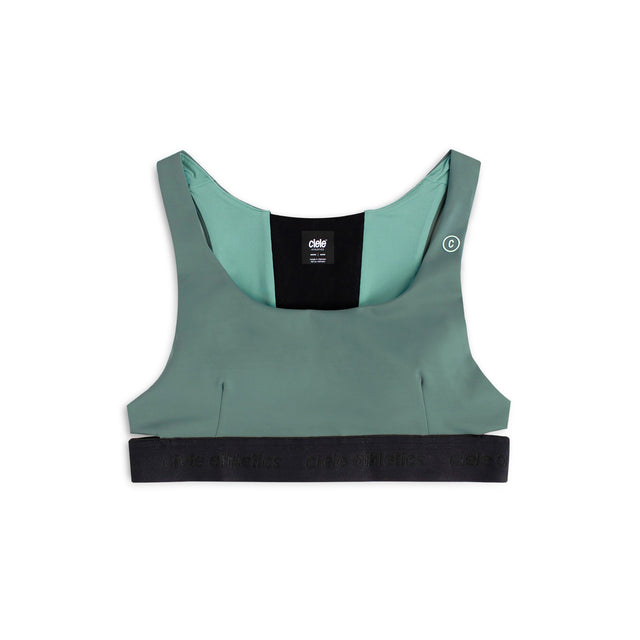 Ciele Athletics W QCKBra women's running bra in Silver Pine on a neutral background.