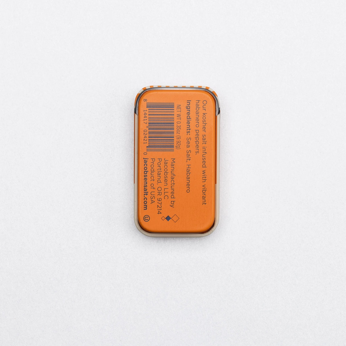 Jacobsen Salt Co. Infused Habanero Sea Salt Slide Tin on a white background