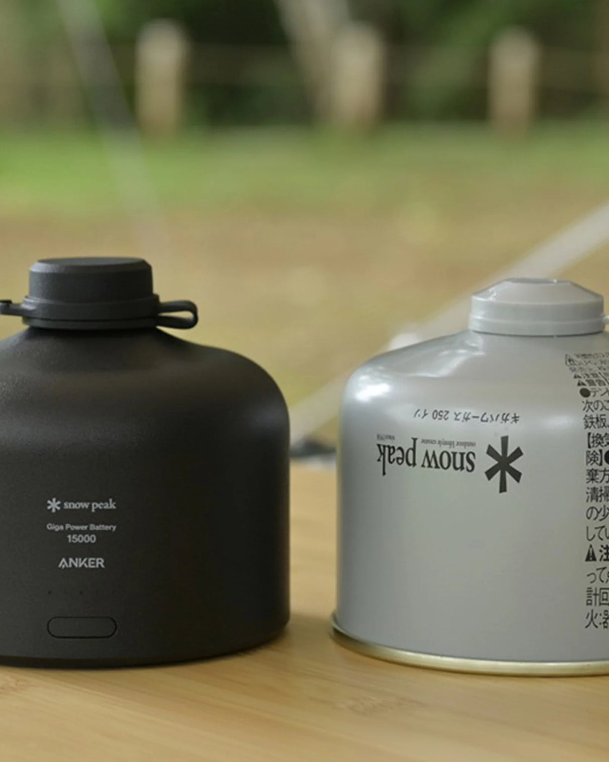 Snow Peak GigaPower Battery USB camp charger outdoors.