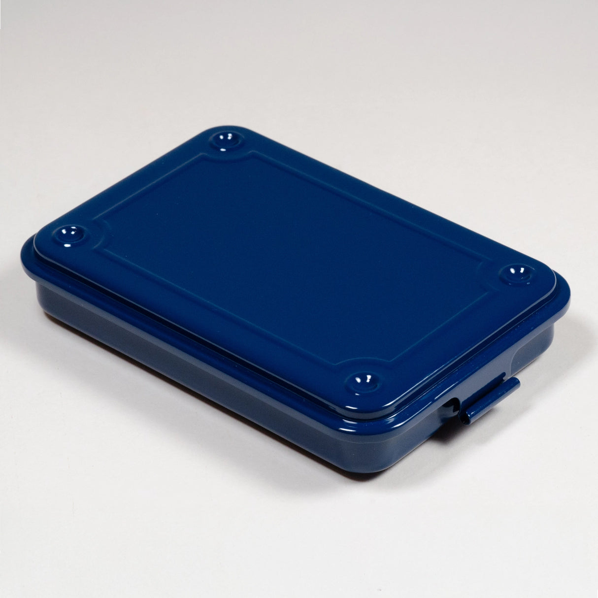 Toyo Steel T-152 Steel Stackable Storage Box made in Japan in Indigo on a neutral background.