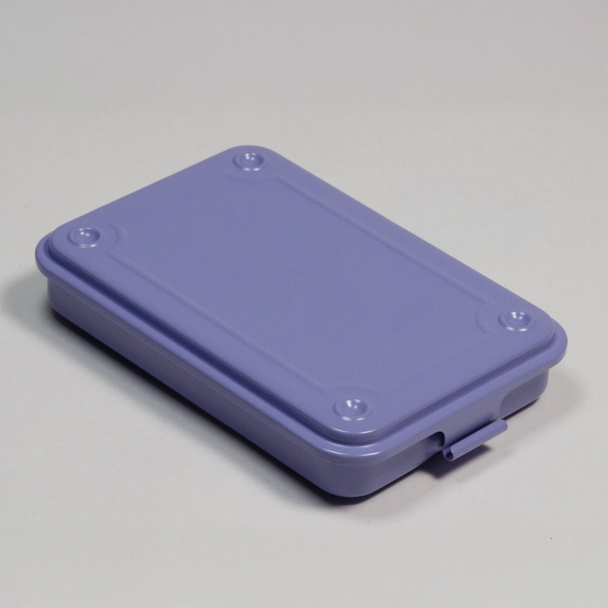 Toyo Steel T-152 Steel Stackable Storage Box made in Japan in Lilac on a neutral background.
