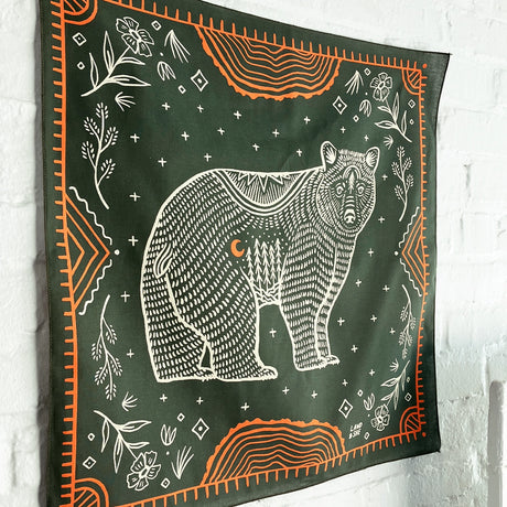 Land & She Pine Bear Bandana on a neutral background.