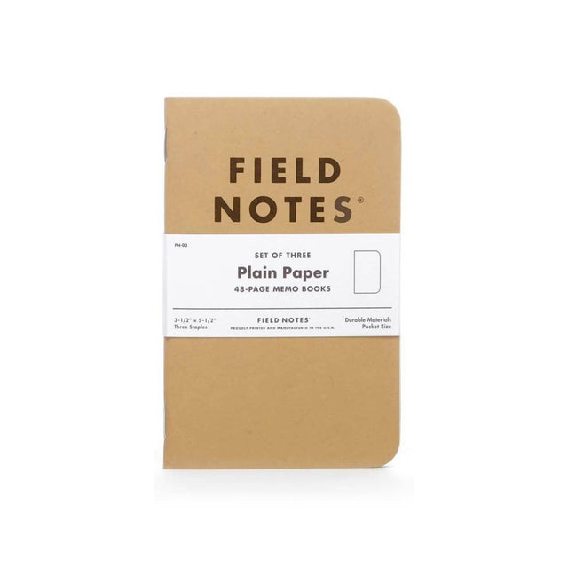 Field Notes Original Kraft Memo Book pocket journal with Plain Paper on a neutral background.