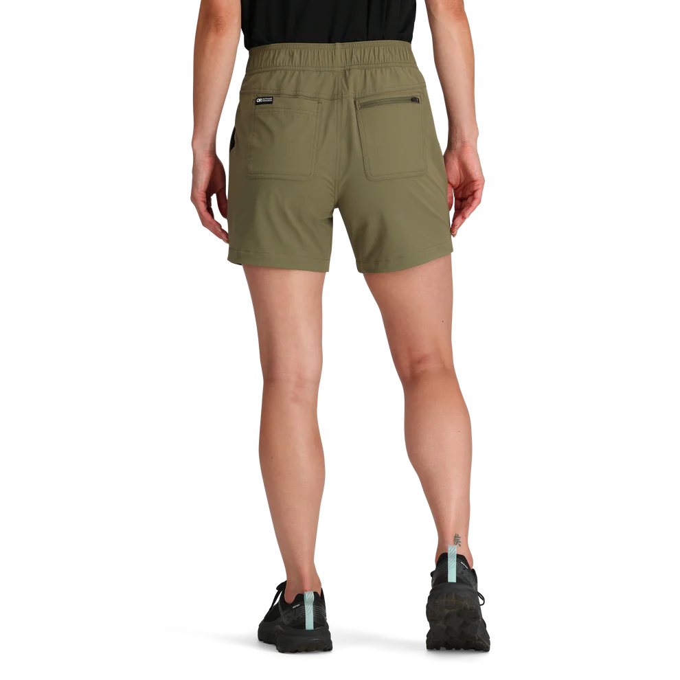 Outdoor Research Women's Ferrosi Short 5" Inseam in Ranger Green on a neutral background.
