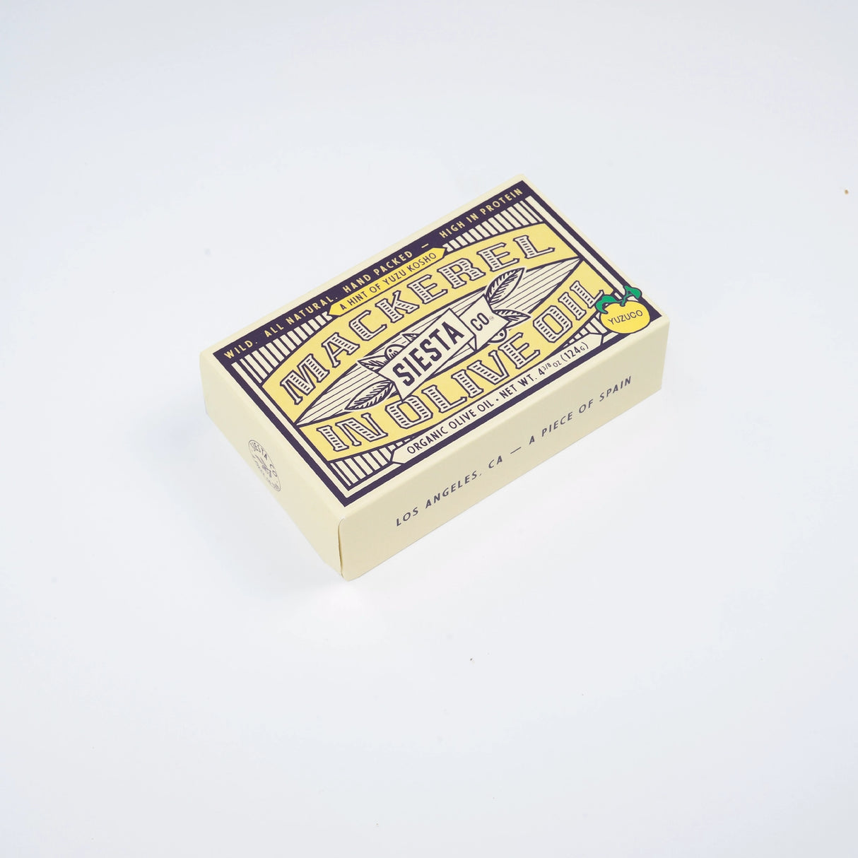 Box of Mackerel in Yuzu Kosho on a white background