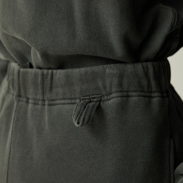Close-up of Snow Peak Garment Dyed Pants in Charcoal on a neutral background
