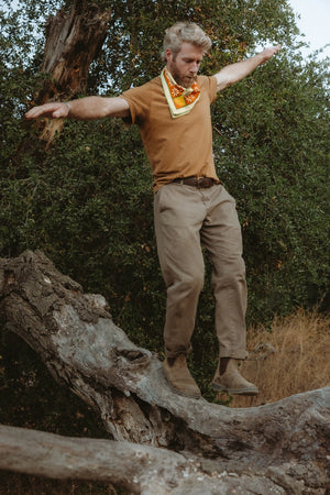 Bandits La Magia De Tochtli Bandana worn by a man outdoors.