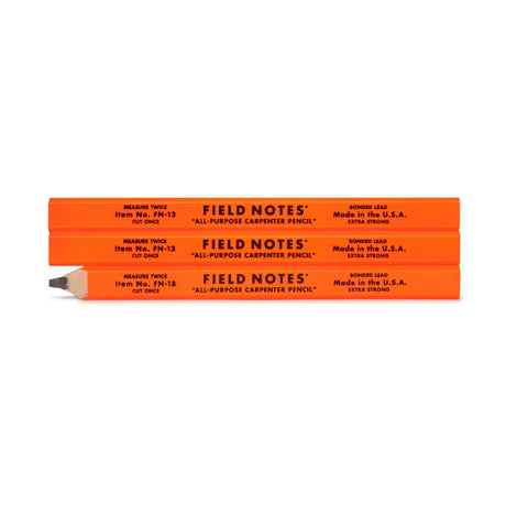 Field Notes Carpenter Pencil 3-Pack on a neutral background.