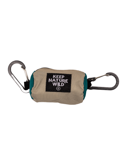 Keep Nature Wild Recycled Dog Bag Dispenser is made from recycled nylon, features carabiner attachments, and is available in slate.