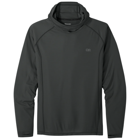Outdoor Research men's Echo Hoodie sun hoodie in Storm on a neutral background.