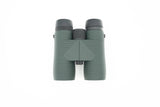 Nocs Provisions Pro Issue 8X Waterproof Binoculars in Alpine Green on a neutral background from above.