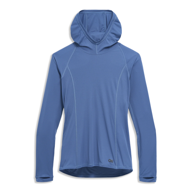 Outdoor Research Women's Echo Sun Hoodie in Skyline on a neutral background.