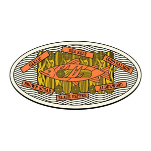 Wildfish Cannery Smoked Coho Salmon ingredient list on a white background