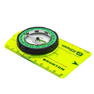 Brunton scout compass in recycled acrylic with imperial and metric rulers on either side.