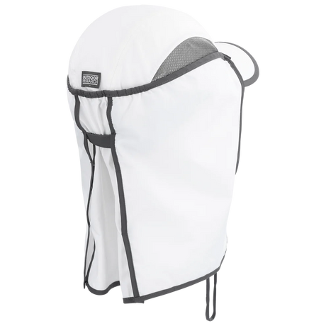 Outdoor Research Sun Runner Cap hiking hat in White/Dark Grey on a neutral background.