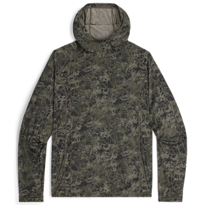 Outdoor Research Men's Echo Hoodie in Ranger Green Granite Print on a white background