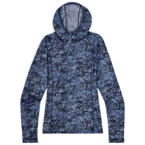 Outdoor Research Women's Echo Hoodie in Fjord Granite Print on a white background