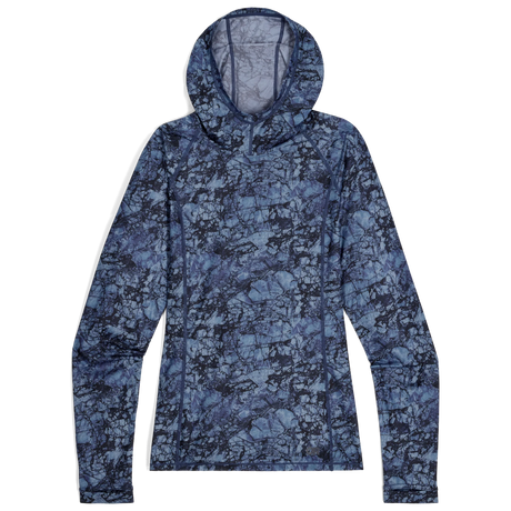 Outdoor Research Women's Echo Hoodie in Fjord Granite Print on a white background