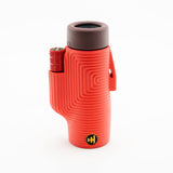 Nocs Provisions Zoom Tube 8x32 Monocular in Cardinal Red on a neutral background from the side.