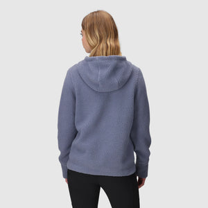 Outdoor Research Women's Grayland Fleece Pullover Hoodie from behind on a light gray background